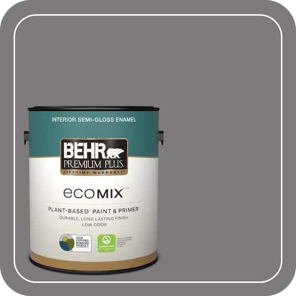 1 gal. #BXC-58 Stormy Gray Semi-Gloss Enamel EcoMix Plant-Based Interior Paint & Primer