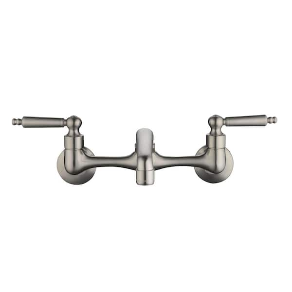 Glacier Bay Builders 2-Handle Wall Mount Low-Arc Standard Kitchen Faucet in  Stainless Steel HD67736-0008D2 - The Home Depot