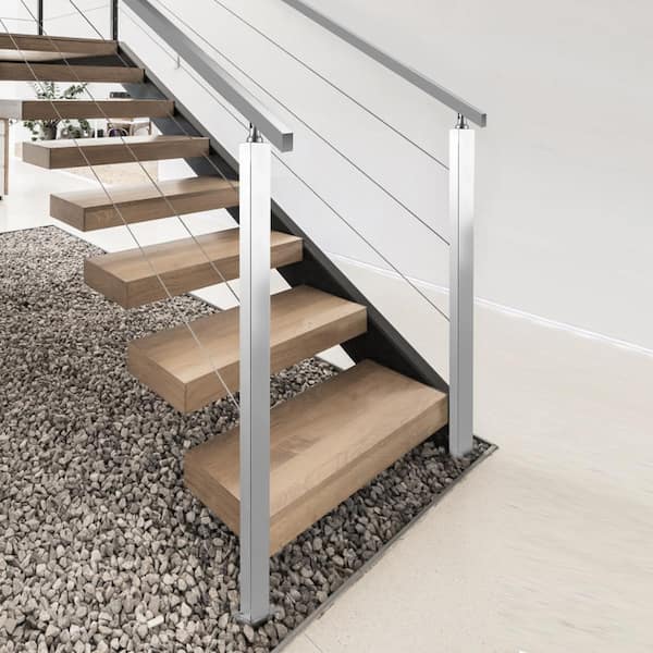 VEVOR Cable Railing Post 36 in. x 1.97 in. x 1.97 in. Stair Railing Kit without Hole Stair Handrail with Mount Bracket
