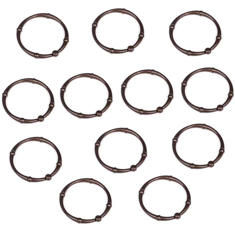 Oil Rubbed Bronze Zinc Alloy Shower Curtain Hooks Set of 12