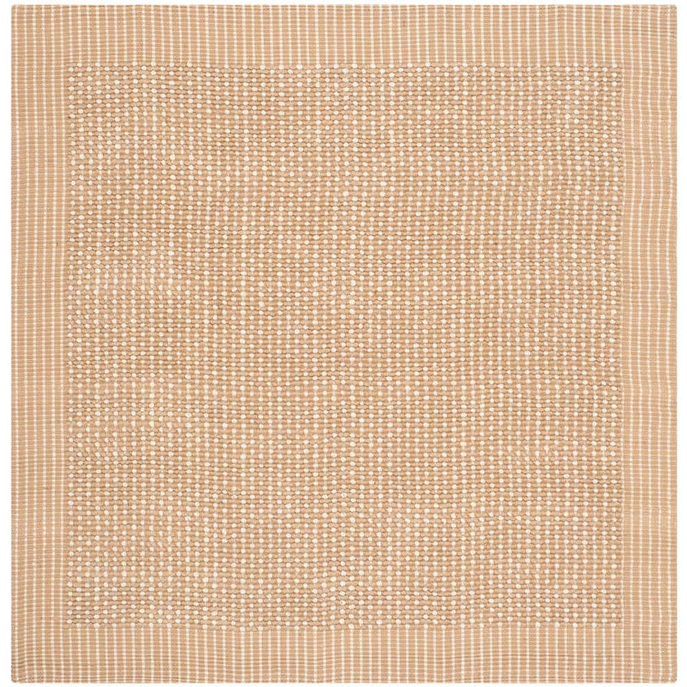 Ivory and Beige Handmade Jute Square Area Rug