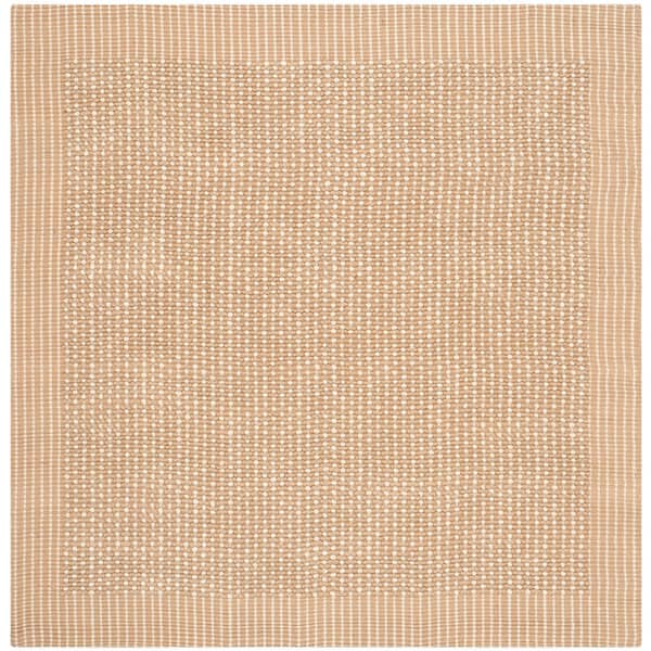 Natural Fiber Ivory/Beige 6 ft. x 6 ft. Square Border Area Rug