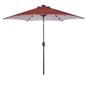 9 ft. Steel Outdoor Patio Market Umbrella in Red with 24 LED Lights
