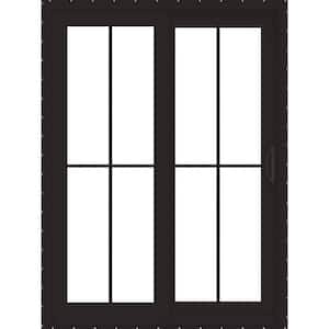 W5500 60 x 80 Left-Hand Low-E Black Clad Wood Double Prehung Patio Door with Charcoal Interior