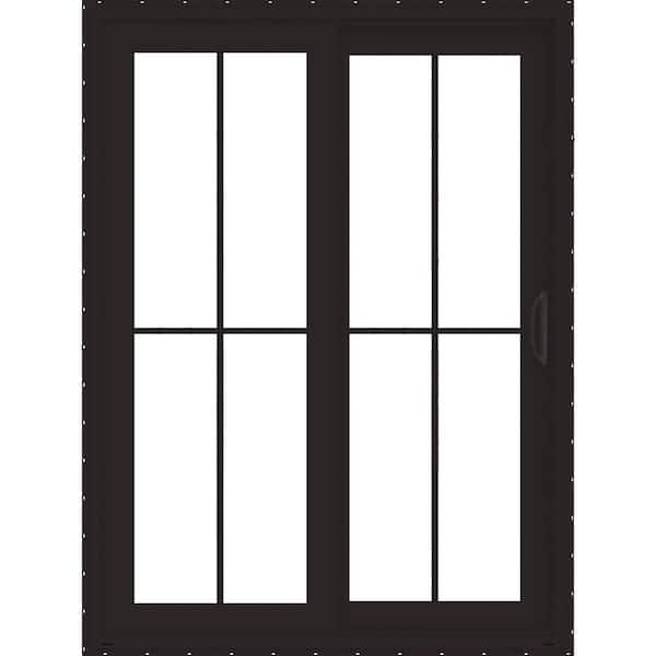 JELD-WEN W5500 60 x 80 Left-Hand Low-E Black Clad Wood Double Prehung Patio Door with Charcoal Interior