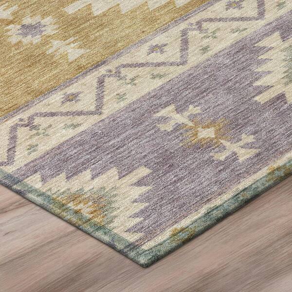 Chantille Machine Washable Indoor/Outdoor Abstract ACN3126 Purple 8 ft. x 8 ft. Round Rug