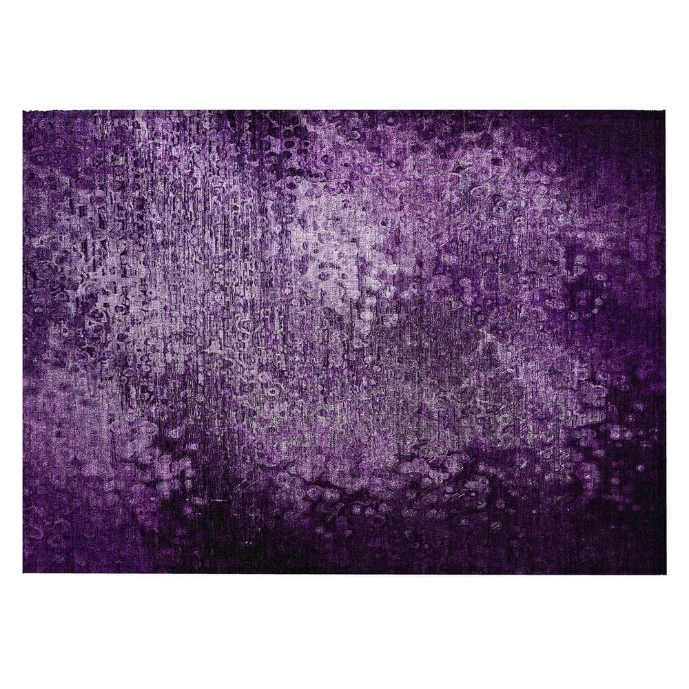 Purple Synthetic Flat Woven Rectangular Washable Rug