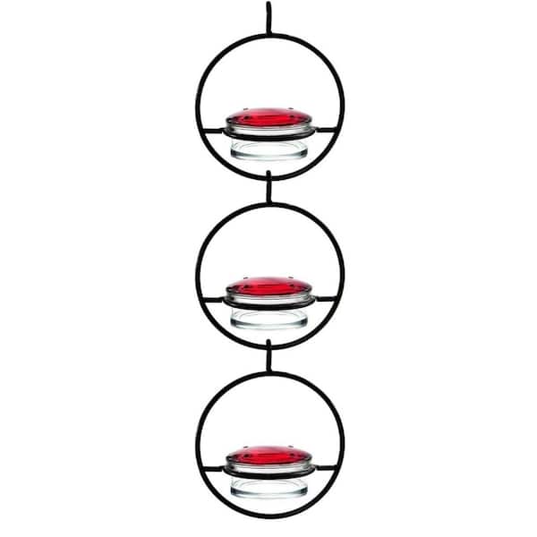 Oyezvary Metal Circular Hanging Hummingbird Feeder for Outdoor Gardens, Backyards, Courtyards and Decks 3-Piece