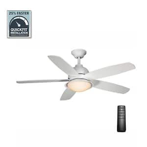 Ackerly 52 in. Indoor/Covered Outdoor LED Matte White Ceiling Fan with Light Kit and Remote Control