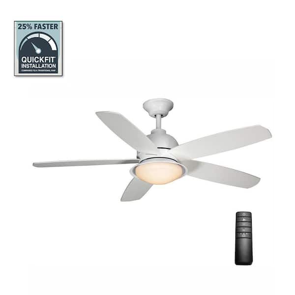 Home Decorators Collection Ackerly 52 in. Indoor/Covered Outdoor LED Matte White Ceiling Fan with Light Kit and Remote Control
