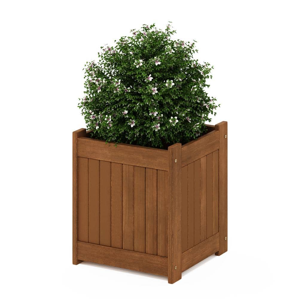 Tioman Natural Hardwood Outdoor Flower Boxes, Set of 2