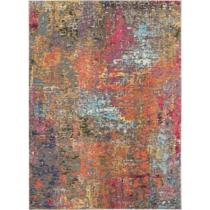 Celestial Sunset Multicolor 5 ft. x 7 ft. Abstract Bohemian Area Rug