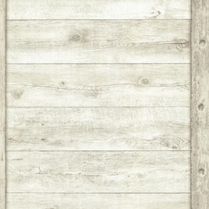 Absaroka Off-White Shiplap Washable Wallpaper Sample