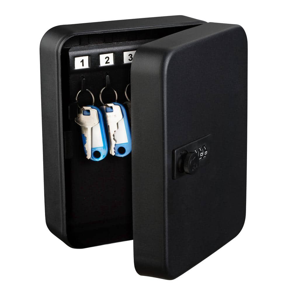 Black Steel 30-Key Secure Cabinet with Combination Lock