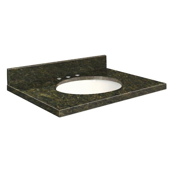 Transolid 49 in. W x 22 in. D Granite Vanity Top in Uba Verde with White Basin