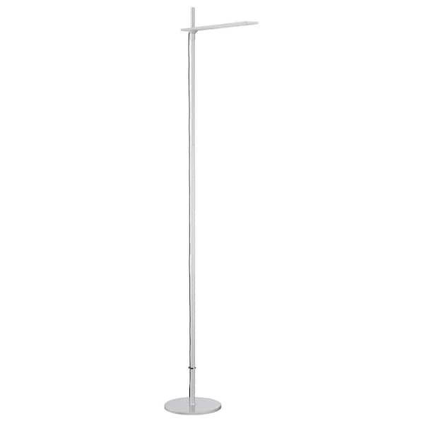 Kendal Lighting TORR 60 in. Brushed Aluminum Dimmable Swing Arm Floor Lamp with Brushed Aluminum Metal, Acrylic Shade