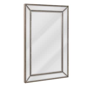 24 in. W x 36 in. H Framed Rectangular Beveled Edge Bathroom Vanity Mirror in Champagne silver