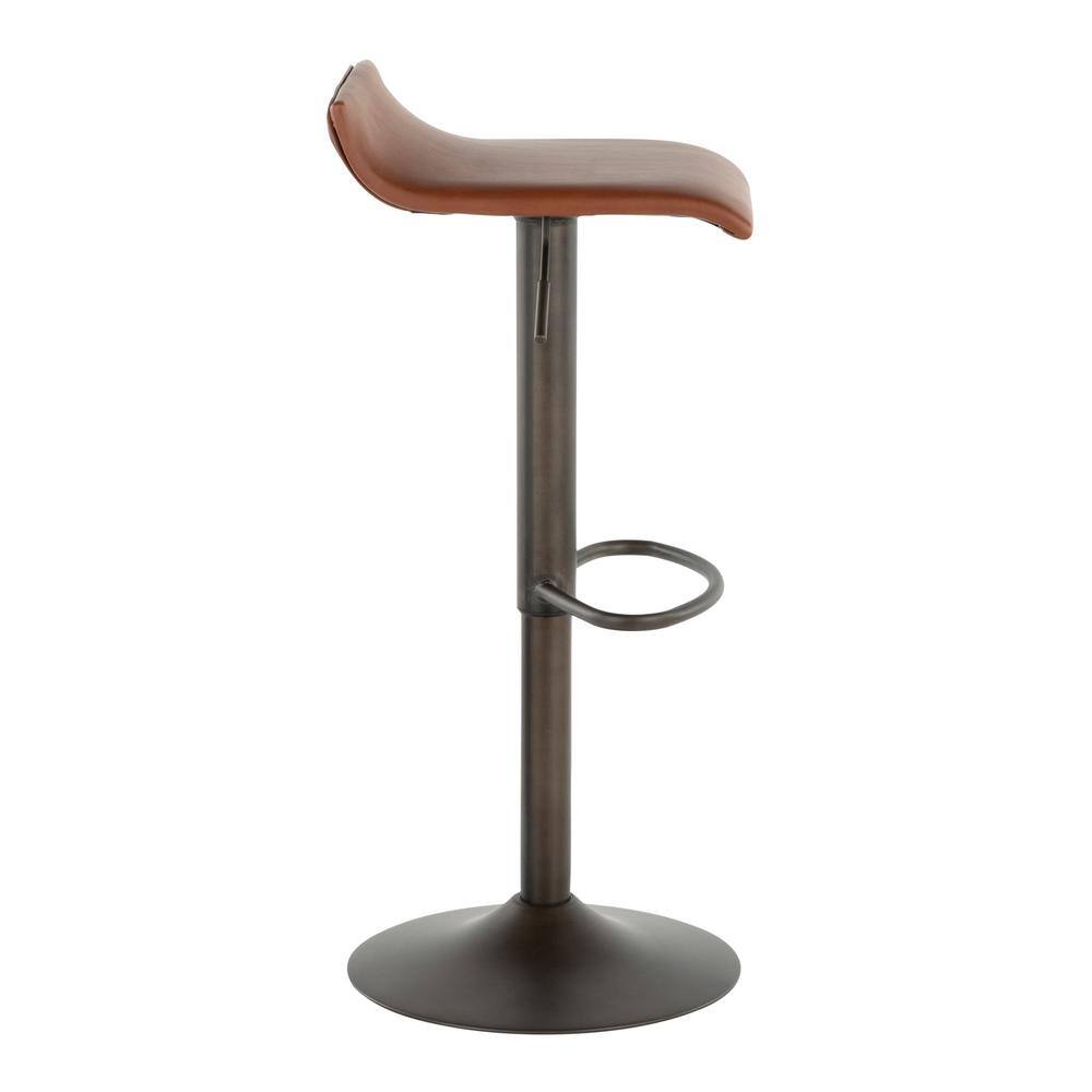 Contemporary Swivel Adjustable Brown Leather Bar Stool