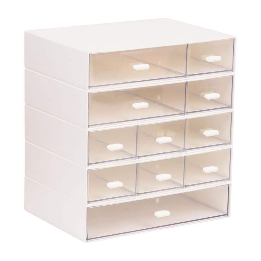 Stackable Craft Organizer with Drawers, Modular Storage Tower, Interlocking Design, Plastic, Set of 5, White price history on PriceWatchPro