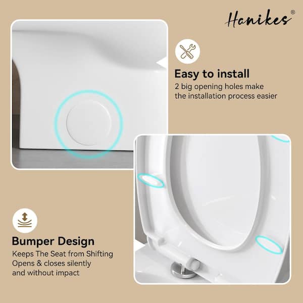 Dual-Flush 1.1 GPF/1.6 GPF Elongated One-Piece Toilet in White Soft Closing Seat High-Efficiency Water Sense Dual-Flush 1.1 GPF/1.6 GPF Elongated One-Piece Toilet in White Soft Closing Seat High-Efficiency Water Sense
