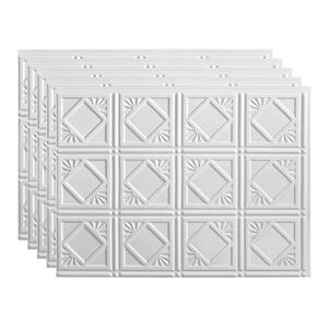Traditional 4 18 in. x 24 in. Gloss White Vinyl Decorative Wall Tile Backsplash 15 sq. ft. Kit