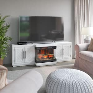 72 in. W White Electric Fireplace TV Stand Fits TVs up to 80 in. and up to 90 lbs.