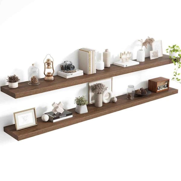 72 in. W x 8 in. D Walnut Floating Shelves Decorative Wall Shelf