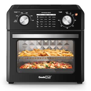 1400-Watt 4-Slice Black Toaster Oven, Stainless Steel Countertop Toaster Air Fryer Oven with Air fryer Basket