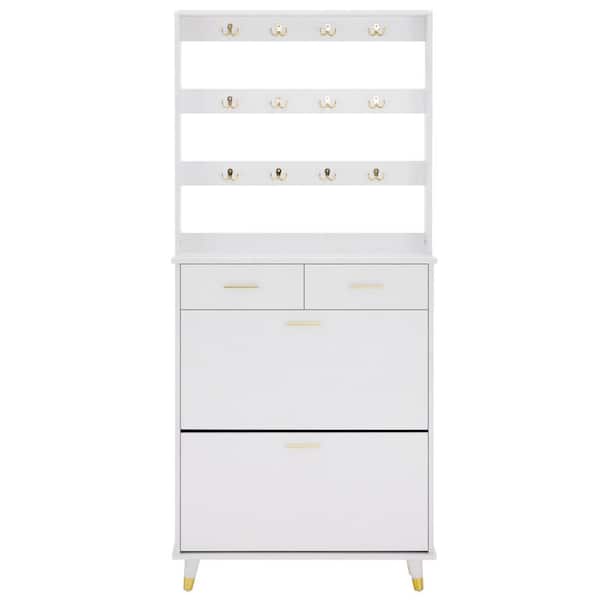 Karl home White Hall Tree with Shoe Storage Cabinet