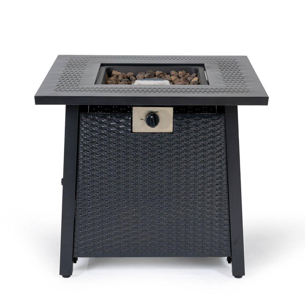 Tenleaf 28 in. D x 25 in. H Square Metal Iron Outdoor Propane Fire Pit ...