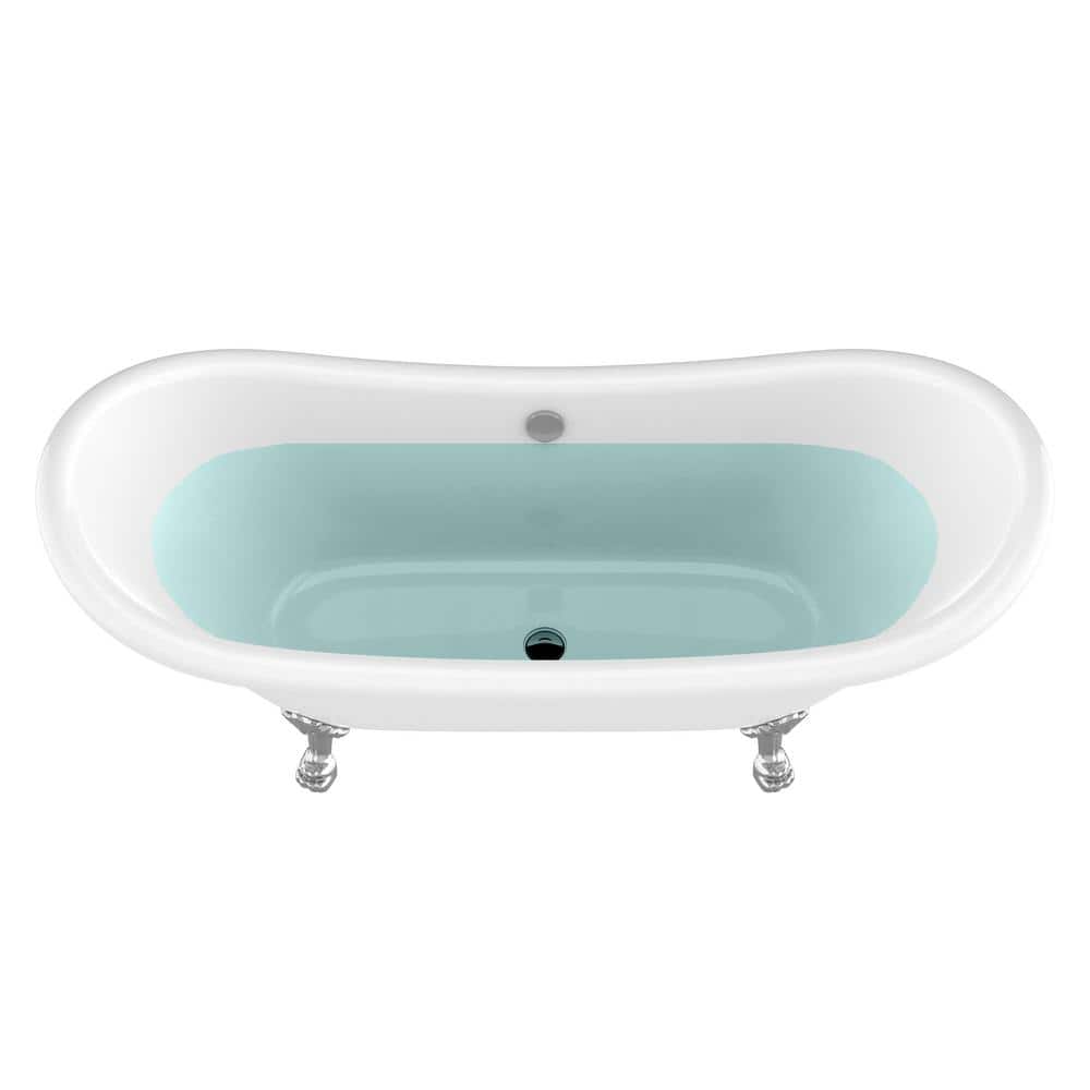 Belissima 69'' White Acrylic Clawfoot Freestanding Bathtub