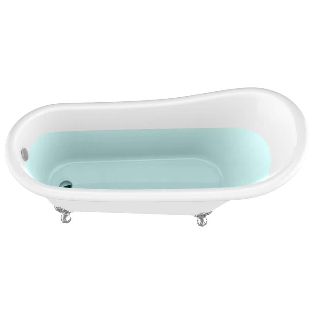 Diamante 67'' White Acrylic Clawfoot Slipper Bathtub
