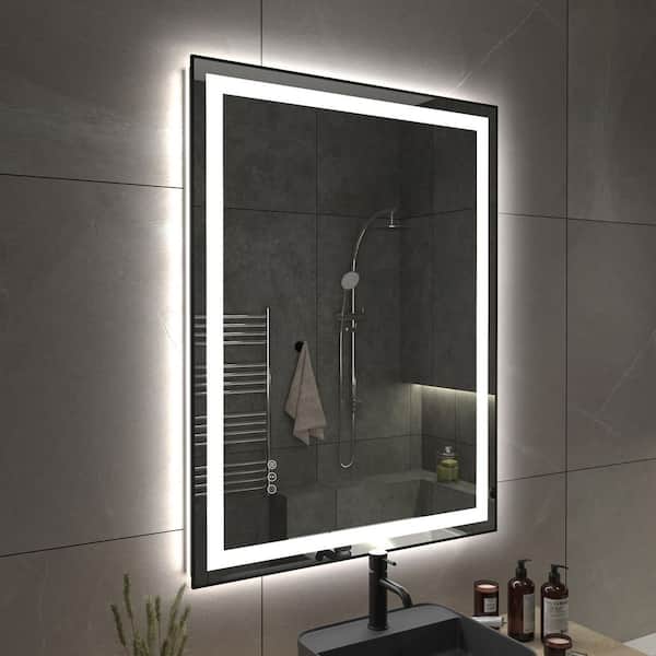 48 in. W x 36 in. H Aluminum Front and Backlit LED lighted Framed Tempered Glass Vanity Wall Mounted Mirror