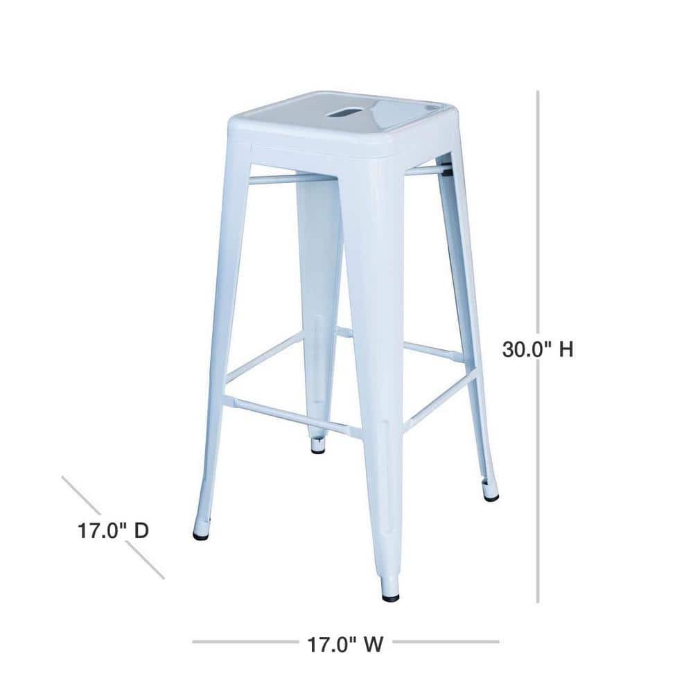 Loft Series Modern Metal 30" White Bar Stool - Set of 4