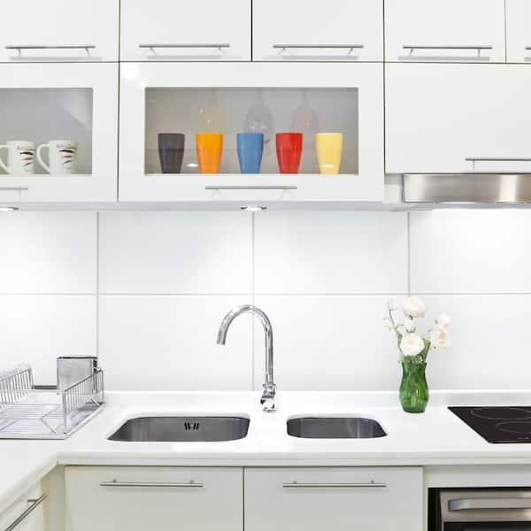 More Plain Glossy White 9-7/8 in. x 15-3/4 in. Ceramic Wall Tile (10.9 sq. ft./Case)