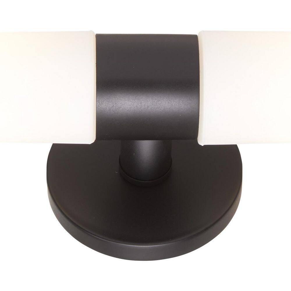 Coal Black Etched Opal Glass Cylinder Sconce