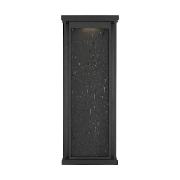 Generation Lighting - Faywood 26 in. W x 10 in. H Textured Black Outdoor Hardwired Integrated LED Wall Lantern Sconce with No Bulbs Included