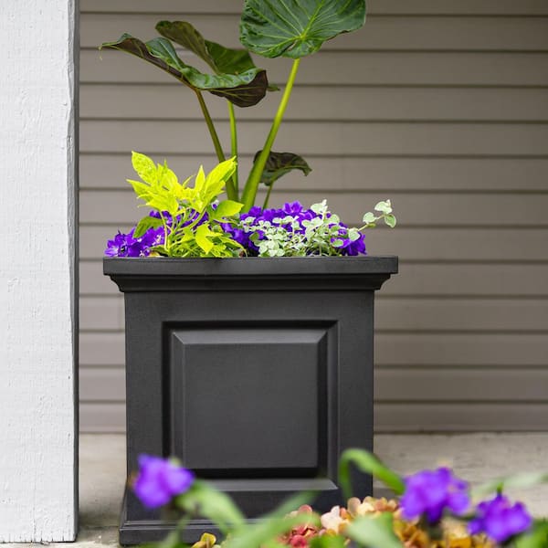 Nantucket 20 in. Square Self-Watering Black Polyethylene Planter