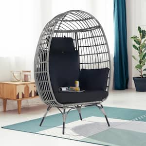 Outdoor Oversized Gray Rattan Egg Chair Indoor Outdoor Chair