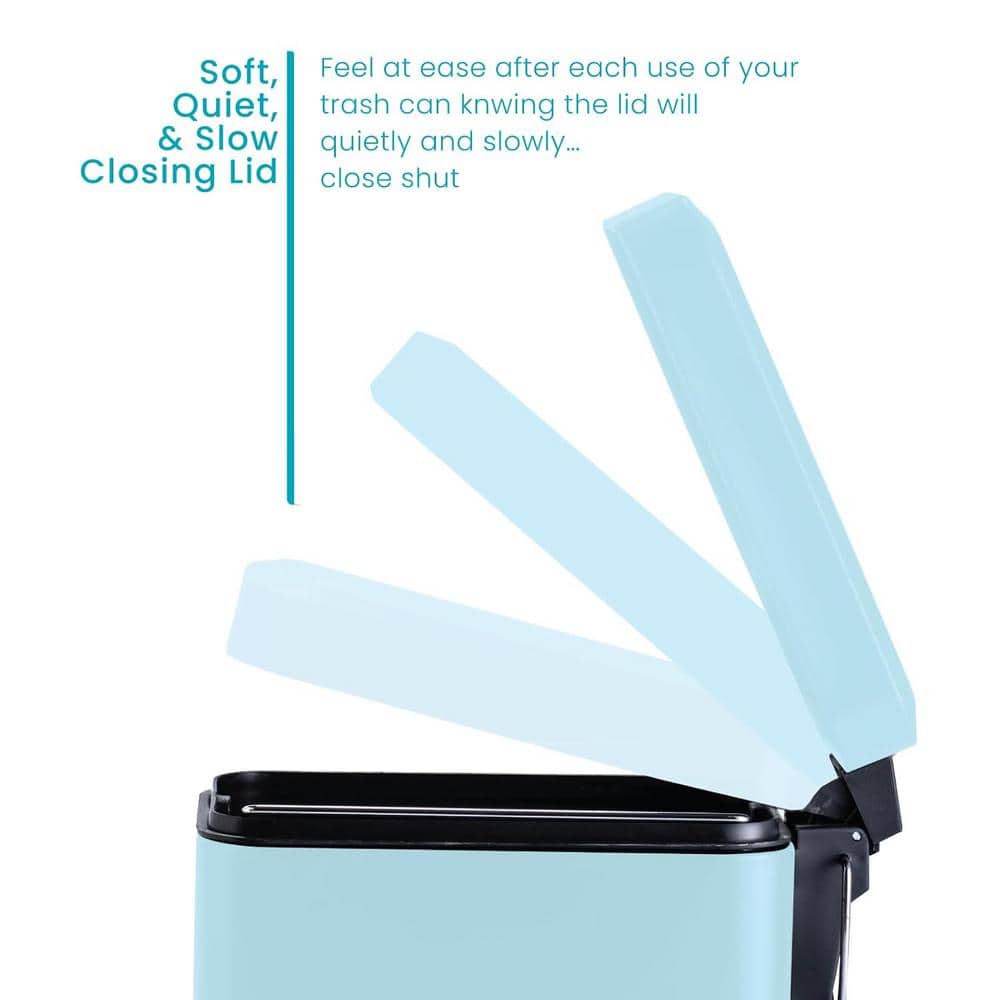 Light Blue Stainless Steel 1.3 Gallon Step Pedal Trash Can