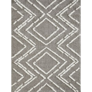 Vemoa Armeley Gray 6 ft. 7 in. x 9 ft. 2 in. Geometric Polyester Area Rug