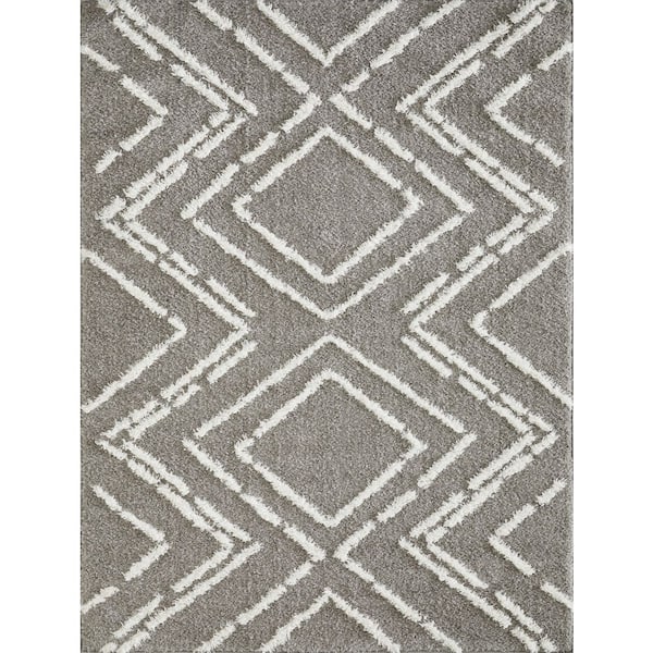 LOOMAKNOTI Vemoa Armeley Gray 6 ft. 7 in. x 9 ft. 2 in. Geometric Polyester Area Rug