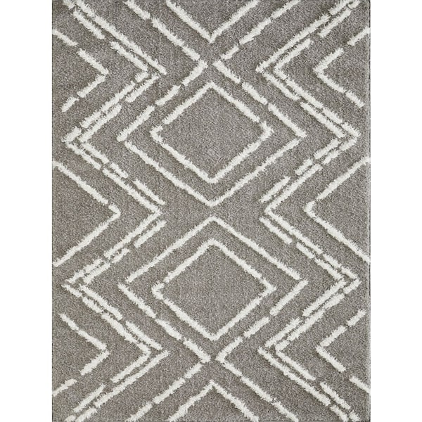 LOOMAKNOTI Vemoa Armeley Gray 9 ft. 10 in. x 12 ft. 10 in. Geometric Polyester Area Rug