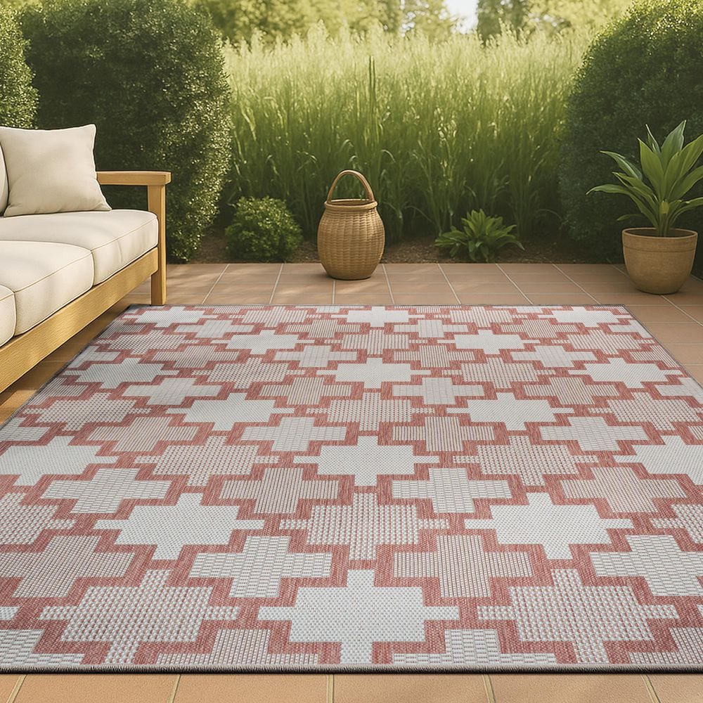 JONATHAN Y Cyrus Modern Geometric Tile Pattern Salmon/Cream 8 ft. x 10 ...
