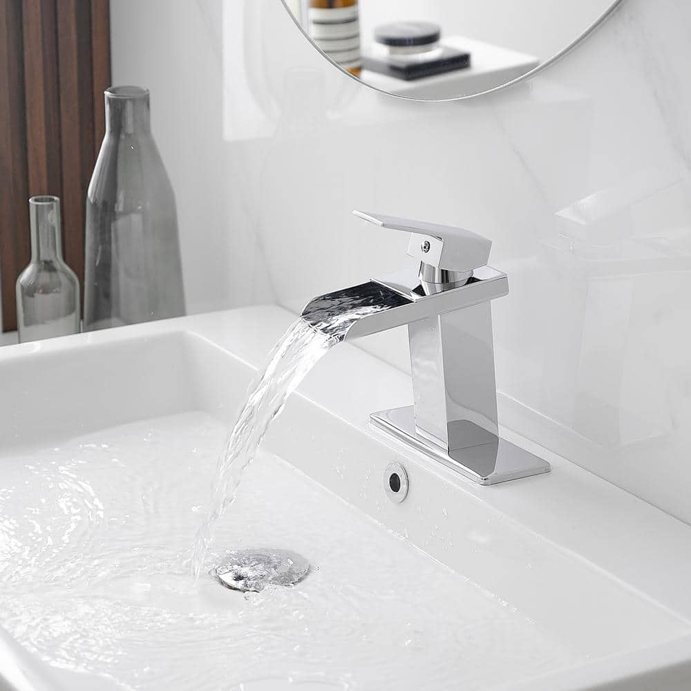 Polished Chrome Waterfall Single-Handle 6.61" Bathroom Faucet