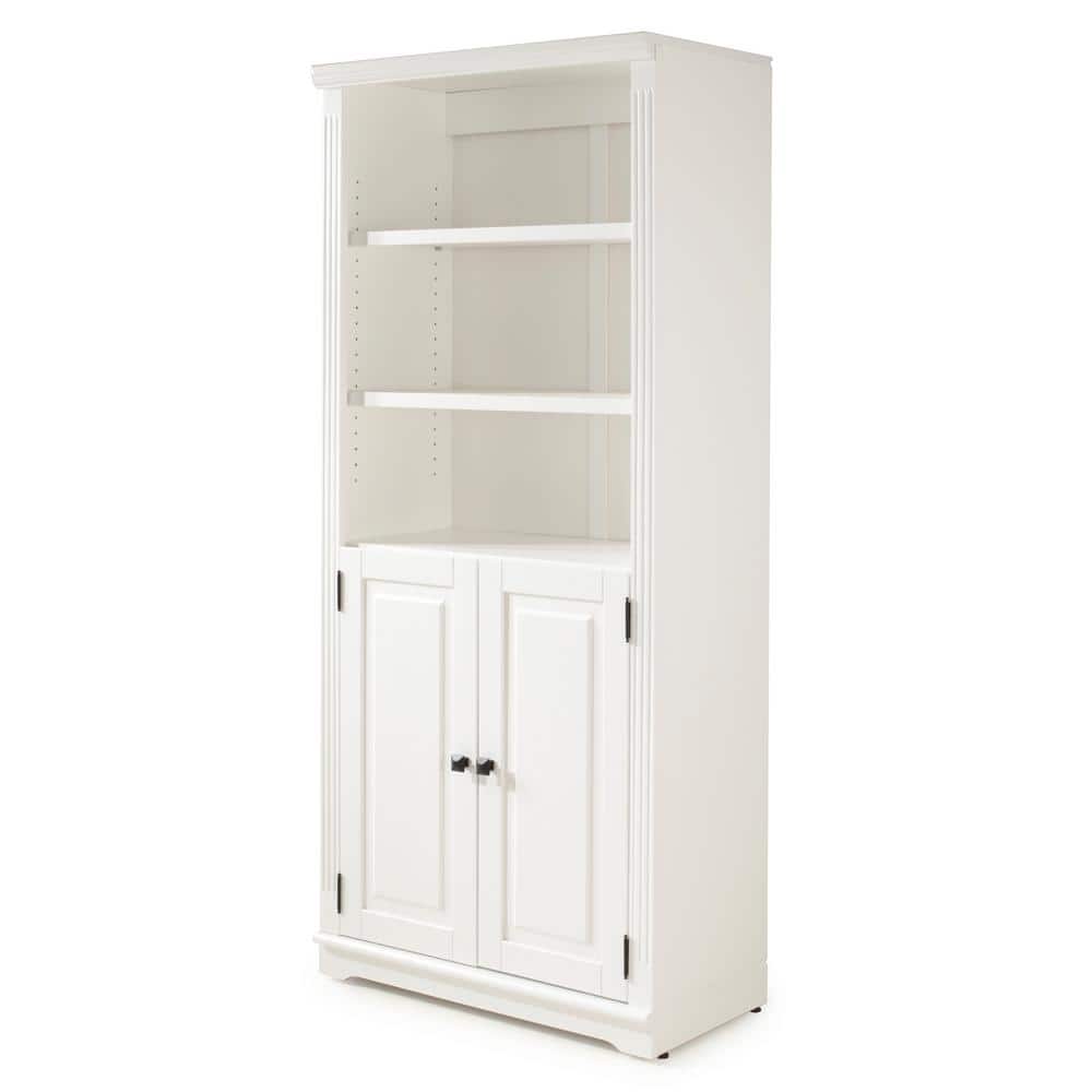72 in. White 4 adjustable shelves, 1 fixed shelf, with Doors tall Wood Book