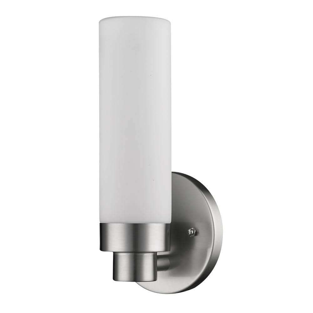 Satin Nickel Cylinder Dimmable Wall Sconce