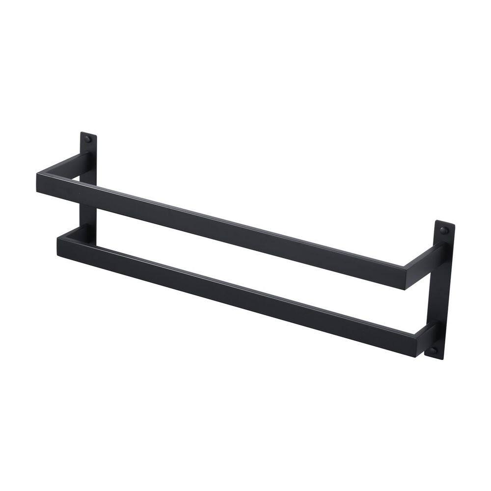 24 in. Square Double Staggered Wall Mounted Towel Rack, Stainless Steel Towel Bars in Matte Black price history on PriceWatchPro