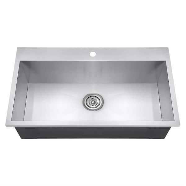 Handmade All-in-One Stainless Steel 33 in. x 22 in. Single Bowl Drop-in Kitchen Sink and Spring Neck Kitchen Faucet Handmade All-in-One Stainless Steel 33 in. x 22 in. Single Bowl Drop-in Kitchen Sink and Spring Neck Kitchen Faucet