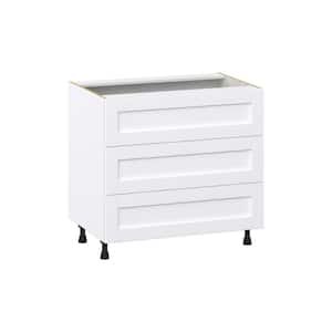 Mancos Bright White Shaker Assembled Base Kitchen Cabinet for Cooktop with 3-Drawers (36 in. W x 34.5 in. H x 24 in. D)